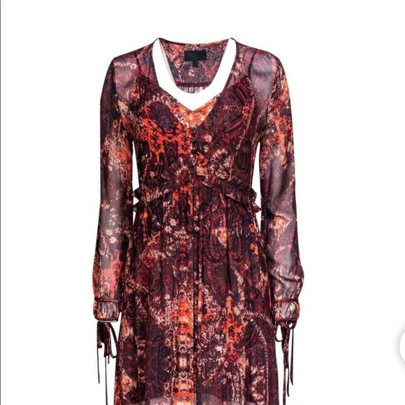 Intermix - Red Paisley Maxi Dress L - Picture 4 of 7